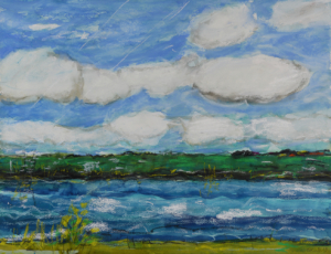 Flaches Land - 64x50 Aquarell Kreide - 2018