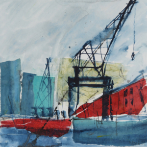 Hafenkran Rotterdam - 40x40 Aquarell Collage - 2021