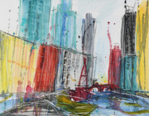 Museumshafen - 64x50 Aquarell Kreide - 2020