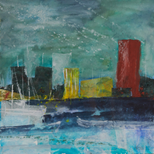 Am Waal - 40x40 Aquarell Collage - 2022