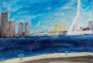 Erasmusbrücke Rotterdam - 76x56 Aquarell - 2021