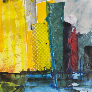 Hochhäuser - 40x40 Aquarell Collage - 2021