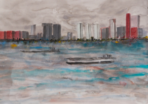 Niuwe Maas Rotterdam - 70x50 Aquarell - 2021