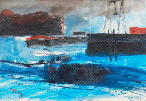 Viel Verkehr - 78x54 Aquarell Collage - 2021